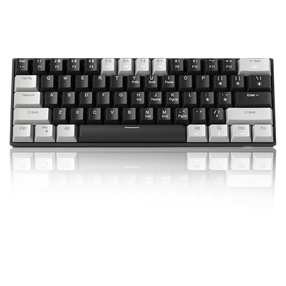Camiysn 60% Mechanical Gaming Keyboard,Mixed Color Keycaps Gaming Keyboard with Linear Red Switches, Detachable Type-C Cable Mini Keyboard with Blue LED Light for PC/Laptop