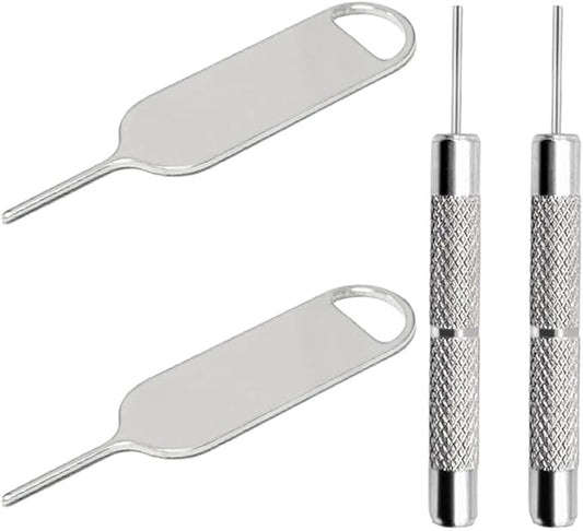AYWFEY 4 Pcs SIM Card Removal Openning Tool Tray Eject Pins Needle Opener Ejector Compatible with All iPhone Apple iPad HTC Samsung Galaxy Cell Phone Smartphone Watchchain Link Remover (Style B)