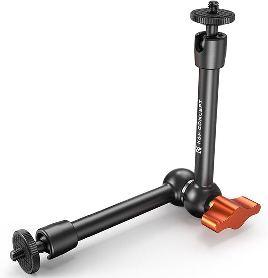 K&F CONCEPT 9.8" Magic Arm, 1/4" Screw Camera Mount Arm 360° Ball Heads