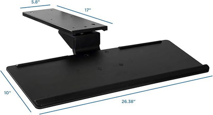 Mount-It! Under Desk Keyboard Tray and Mouse Platform, Ergonomic Computer Keyboard Drawer with Gel Wrist Pad, 17 inch Space Saving Track, Black (MI-7138)