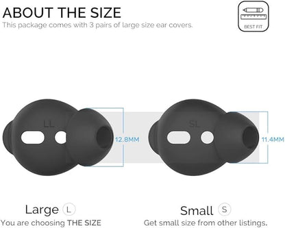 AhaStyle 3 Pairs AirPods Ear Tips Silicone Earbuds Cover [Not Fit in The Charging Case] Compatible with Apple AirPods (3 Pairs Large, Black)