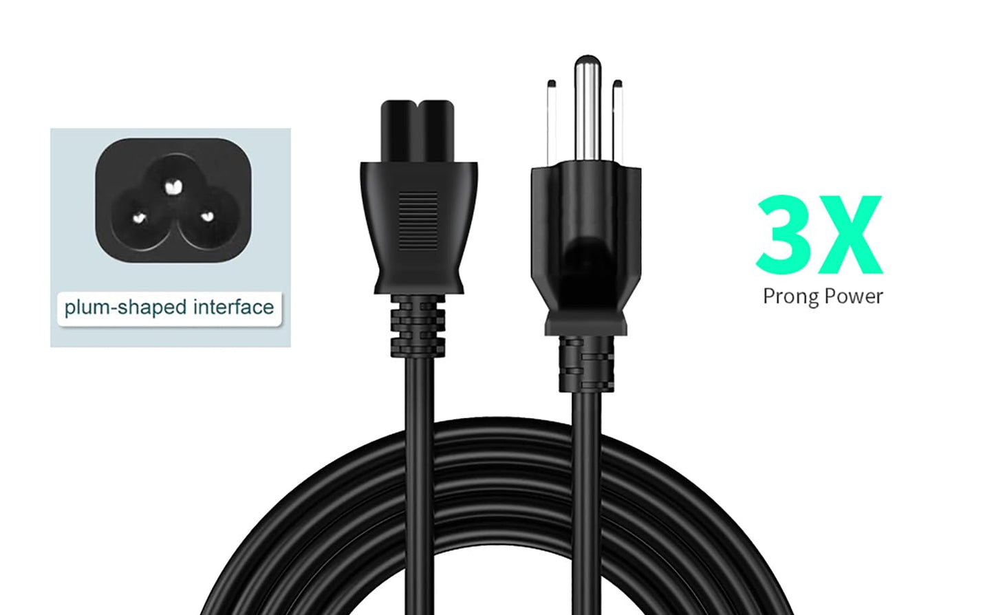 5Ft Mickey Mouse Power Cord,3 Prong Power Cord,AC Power Supply Cord,AC Adapter Laptop Notebook Computer Charger Cable.10 Aamp 125volt 120v 110v Plugs