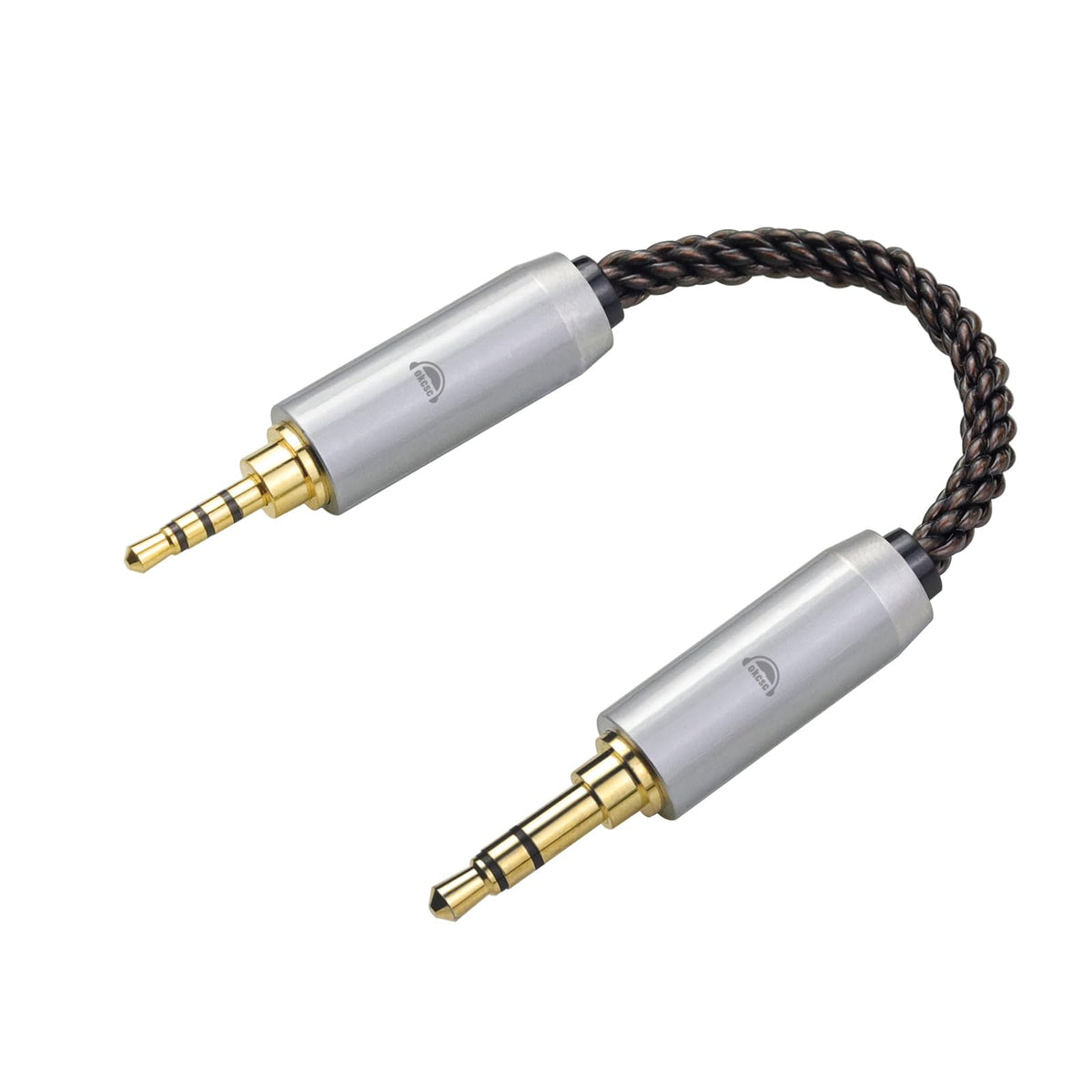 okcsc 4.4MM Male to 3.5MM Pro Male Ultra Short Hifil Male to Male AUX Audio Cable OFC Pair Recording Cable Wire-Breakage-Prevention Design Adoption of 8-Core Braided Structure 5.82 inch