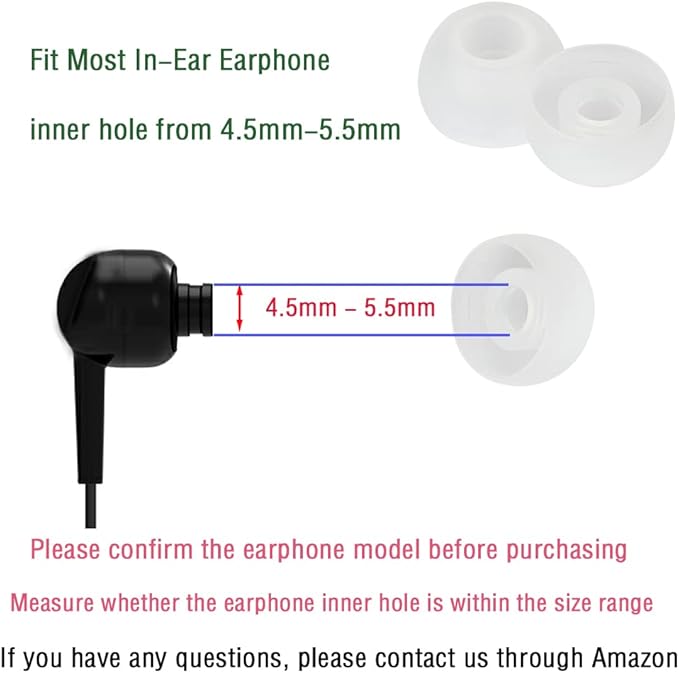 Silicone Earbud Tips Replacement Ear Tips for in- Ear Headphones Earbud Rubber Tips Eartips, 10 Pairs Large