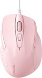 TECKNET Wired Mouse, 6-Button Corded with 4 Adjustable DPI, Optical Ergonomic Design, 5FT Cord for Laptop, Chromebook, PC, Desktop, Mac, Notebook - Pink