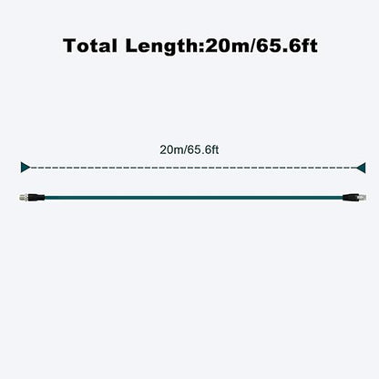 Alvin's Cables M12 8 Pin Male to RJ45 Shielded Ethernet Cable M12 X Coded 8 Position Cat6a Cable for Cognex Industrial Camera 20M/65.6ft