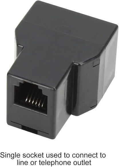 Uvital RJ12 6P6C 1 Female to 2 Female Telephone Line Splitters, Telephone Landline Cable Connector and Separator(Black,4 Pack)