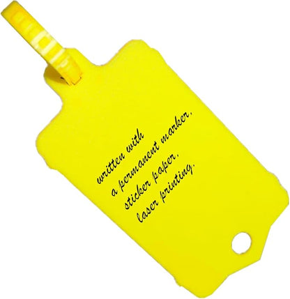 100pcs Reusable Blank Plastic Tags Ties Key Tags 1.45"*2.48" Serrated Tension Sealing Strap with Large Label Plastic Tie Mark Label Waterproof Hang Sign Write on Tag (Yellow, 100pcs)