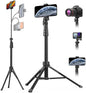 Aureday 88’’ Flexible Phone Tripod with 14.95’’ Gooseneck, Remote and Phone Holder, Overhead Cell Phone Stand＆Selfie Stick for Video Recording, Compatible with iPhone Android Phone, Camera
