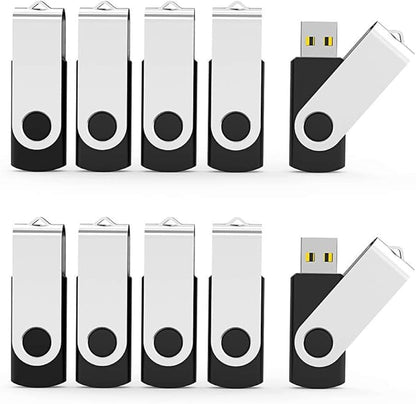 Aiibe 64GB Flash Drive 10 Pack 64GB USB Flash Drives Bulk USB Drive Thumb Drive 64 GB USB 2.0 Memory Sticks Pen Drives Jump Drive (Black)