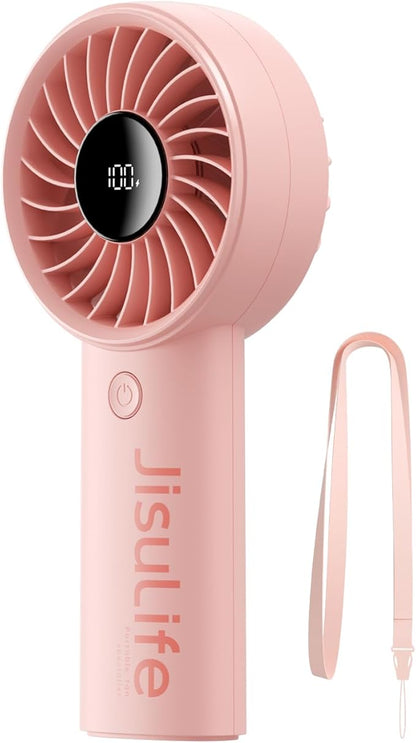 JISULIFE Handheld Portable Fan, 5000mAh Stronger and Longer-Lasting Battery