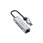 ACHORO Multi-Function USB to Ethernet Adapter with LAN – Built-in USB A & USB C, Extra 3 USB Connections with RJ45, Aluminum Alloy, for PC & Mac (LAN & USB Ports)