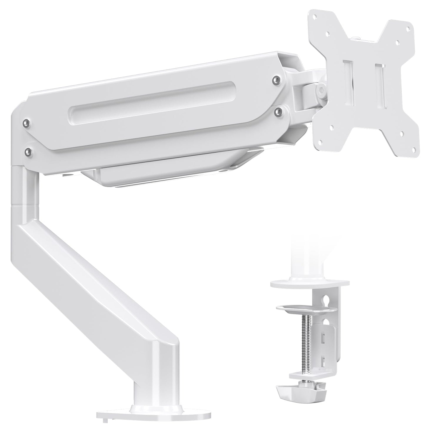 Suptek Single Monitor Mount Adjustable Gas Spring Monitor Arm Desk Mount Stand Fits 17 20 22 23 24 26 27 32 33 inch Monitors,Holds up to 22 lbs,White(MD18W)