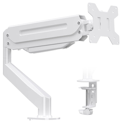 Suptek Single Monitor Mount Adjustable Gas Spring Monitor Arm Desk Mount Stand Fits 17 20 22 23 24 26 27 32 33 inch Monitors,Holds up to 22 lbs,White(MD18W)