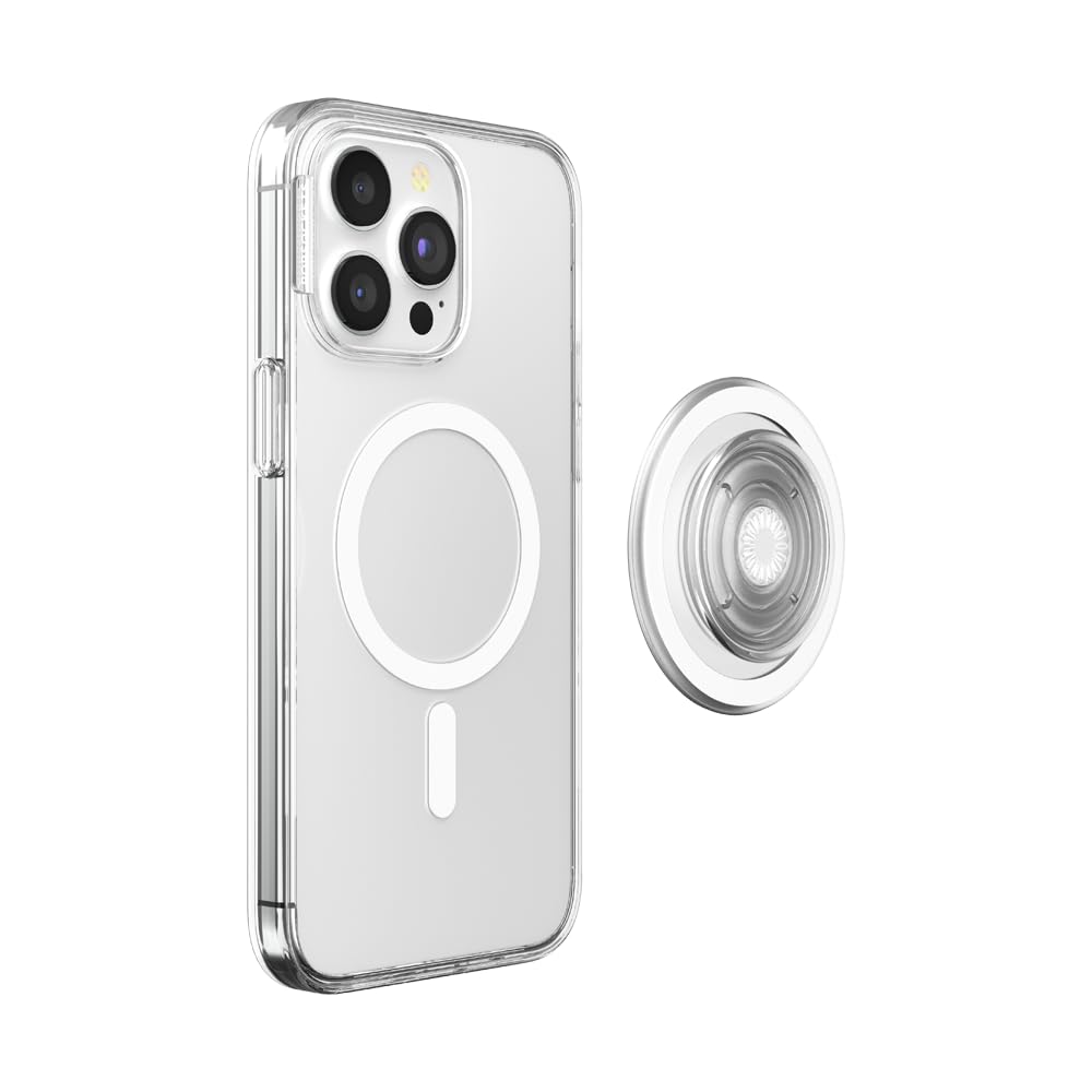 PopSockets iPhone 15 Pro Max Phone Case with MagSafe, Wireless Charging Compatible, Black - Translucent Black