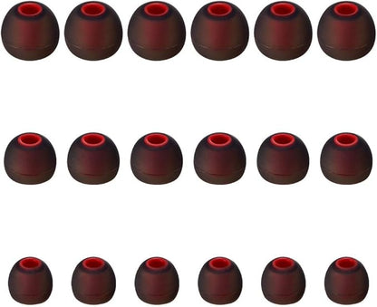 Earbud Tips Soft Silicone Earbuds Replacement Tips Fit for in-Ear Headphones(Inner Hole from 3.8mm - 4.2mm Earphones) 9 Pairs S/M/L,Black/Red