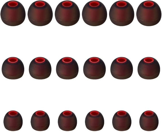 Earbud Tips Soft Silicone Earbuds Replacement Tips Fit for in-Ear Headphones(Inner Hole from 3.8mm - 4.2mm Earphones) 9 Pairs S/M/L,Black/Red