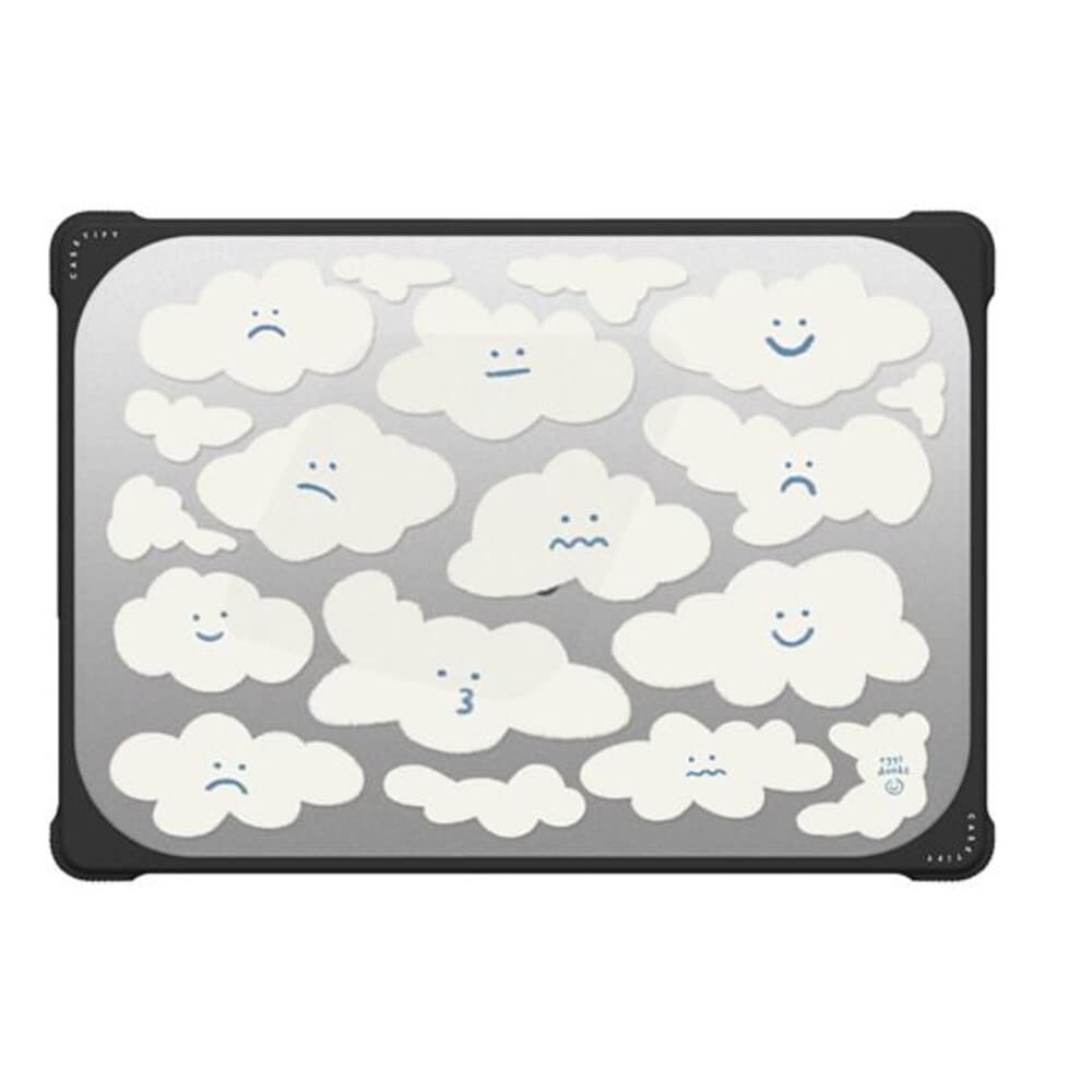 CASETiFY Bounce MacBook Pro 16-inch (M1-M5) Case [Enhanced Protective Corner Design/Ventilation Cutouts/Anti-Slip Grip] - Cute Clouds by Eggsdoodz - Clear Black