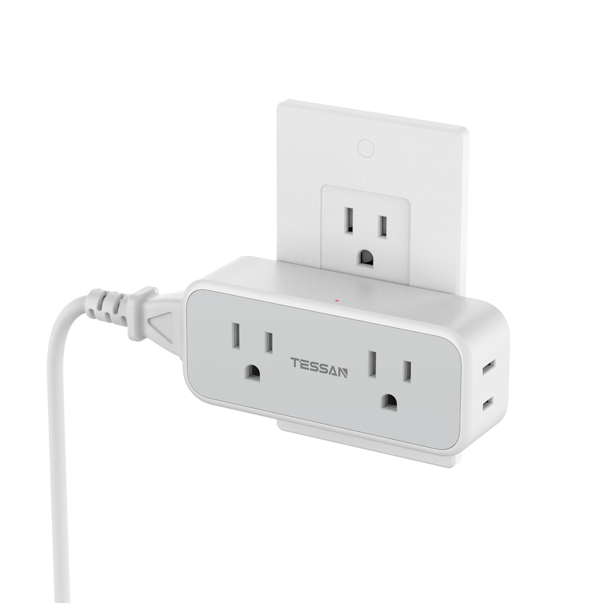TESSAN Wall Outlet Extender, Multi Plug Mini Wall Expander, Grey