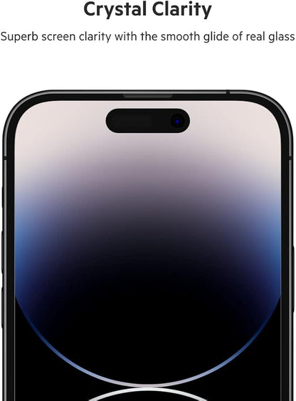 Belkin TemperedGlass iPhone 14 Pro Screen Protector - iPhone 14 Pro Accessories - Easy Application With Installation Guide Tray - Tempered Glass Antimicrobial Screen Protector - 9H Hardness Tested
