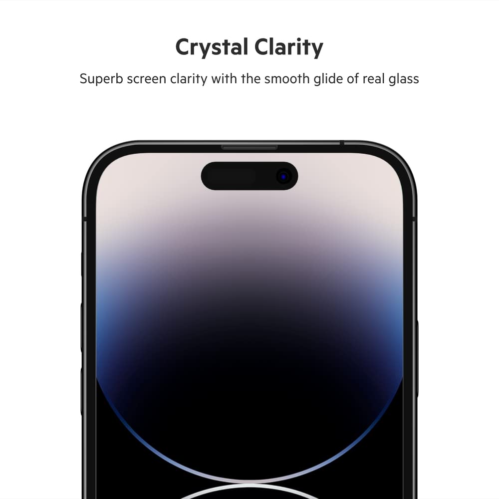 Belkin TemperedGlass iPhone 14 Pro Screen Protector - iPhone 14 Pro Accessories - Easy Application With Installation Guide Tray - Tempered Glass Antimicrobial Screen Protector - 9H Hardness Tested