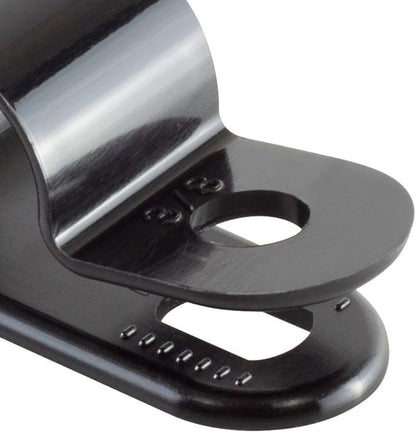 GTSE Black Nylon Plastic Cable Clamps, 3/8" Screw Mounts for Cable, Rope, Tube Management, 100 Pack
