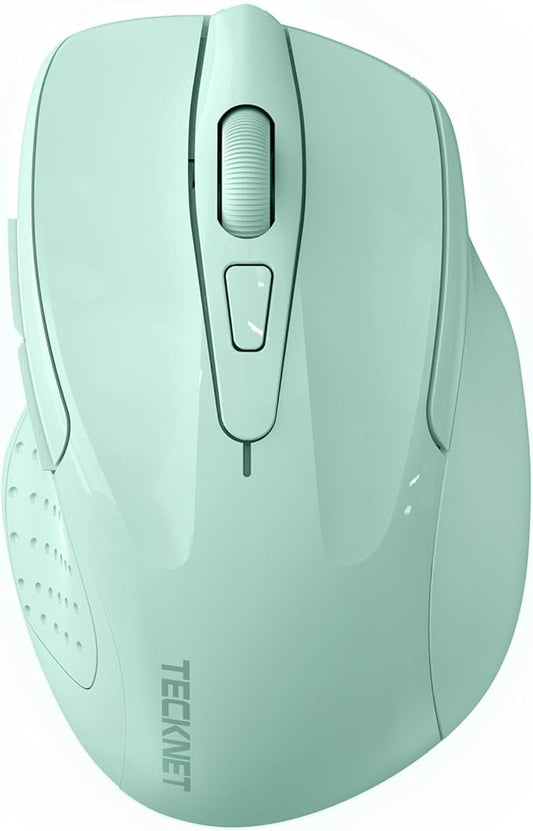 TECKNET Wireless Mouse, BT 5.0/2.4G, Silent 4800 DPI 6 Buttons, Green