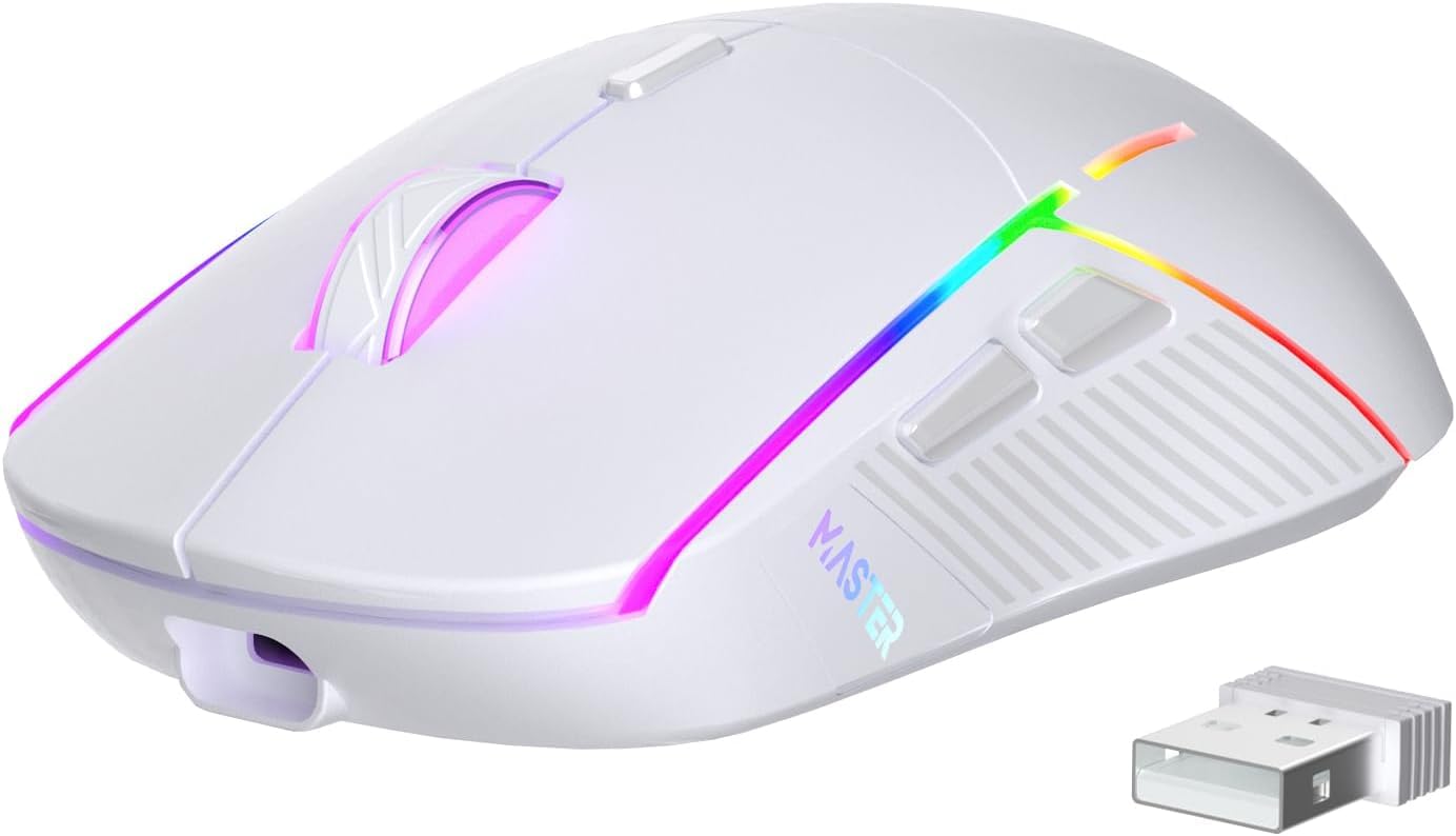 FFJ Wireless Gaming Mouse, 24000 DPI, Gaming Mice for PC, White