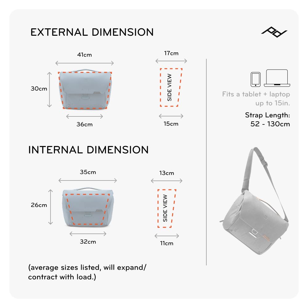 Peak Design Everyday Messenger 13L, Kelp, Weatherproof Camera and Work Bag with Laptop Sleeve, Expandable, MagLatch Closure, FlexFold Dividers, Fits 13" Laptop, Messenger Bag for Men and Women