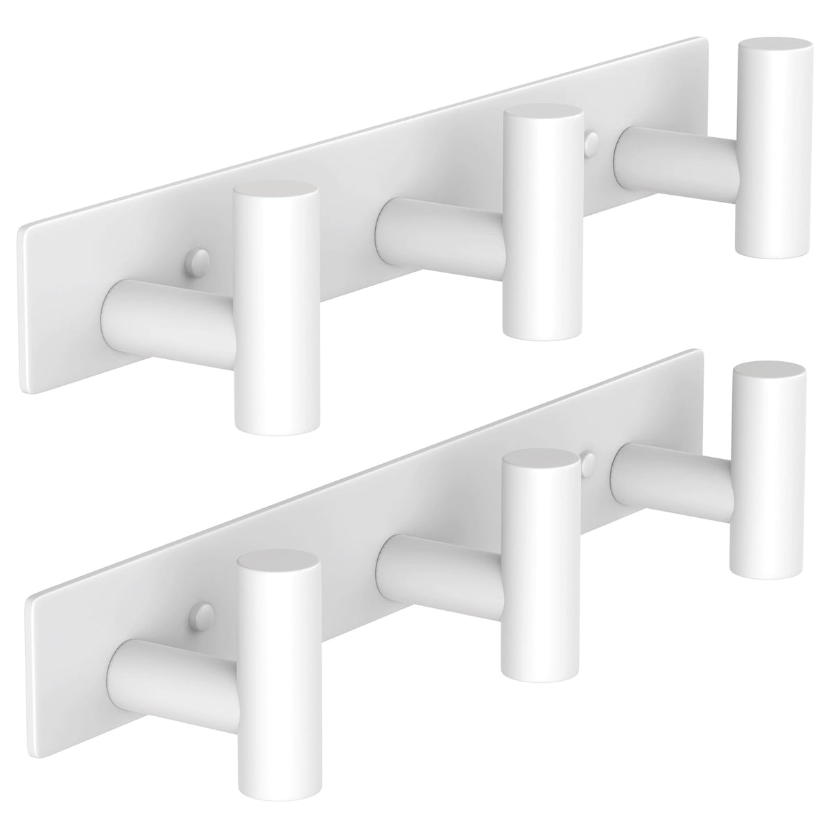 VAEHOLD Hat and Coat Wall Mount Rack - Hooks for Robes, Bags, Keys, and Towels - Bathroom Towel Hanger Organizer (White, “T“ Shape 3 Hooks 2 Pack)