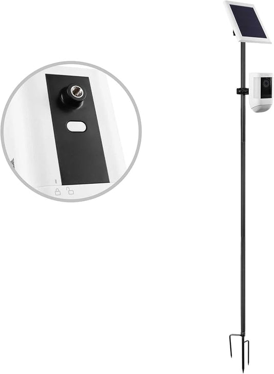 VOMENC Universal Ground Stake Mount Bracket for Outdoor Security Cameras and Solar Panels, Compatible with Ring, Blink, Eufy, Google Nest, Arlo, Wyze, SimpliSafe, 1/4 Screw Cameras (Black)