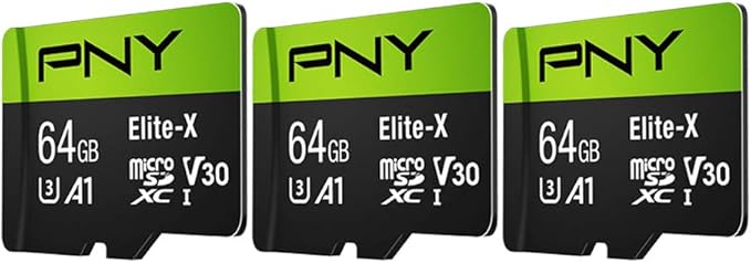 PNY 64GB Elite-X Class 10 U3 V30 A1 microSDXC Flash Memory Card 3-Pack