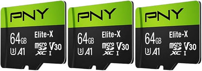 PNY 64GB Elite-X Class 10 U3 V30 A1 microSDXC Flash Memory Card 3-Pack