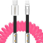 chubbycable Colorblock Chubby - Spring Braided Silicone Charge Cable Coiled USB C Cable Fast Charging Type C Charger Cord for Car, Pink+Black, USB-A to Type-C, 2.29FT-3.6FT