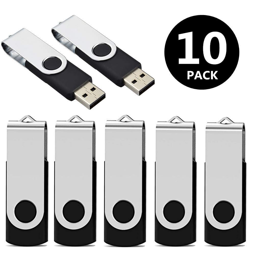 Aiibe 64GB Flash Drive 10 Pack 64GB USB Flash Drives Bulk USB Drive Thumb Drive 64 GB USB 2.0 Memory Sticks Pen Drives Jump Drive (Black)