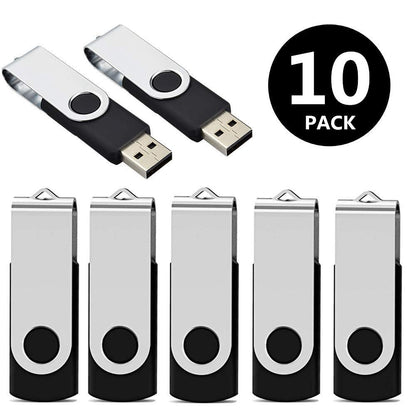 Aiibe 64GB Flash Drive 10 Pack 64GB USB Flash Drives Bulk USB Drive Thumb Drive 64 GB USB 2.0 Memory Sticks Pen Drives Jump Drive (Black)