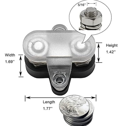 Heart Horse Bus Bar Terminal Block 5/16'' Power Stud Battery Junction Post Distribution Block Insulated with Cover DC 48V 300A for Auto Truck RV Boat (5/16'',Red+Black)