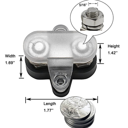 Heart Horse Bus Bar Terminal Block 5/16'' Power Stud Battery Junction Post Distribution Block Insulated with Cover DC 48V 250A for Auto Truck RV Boat (5/16'',Red+Black)