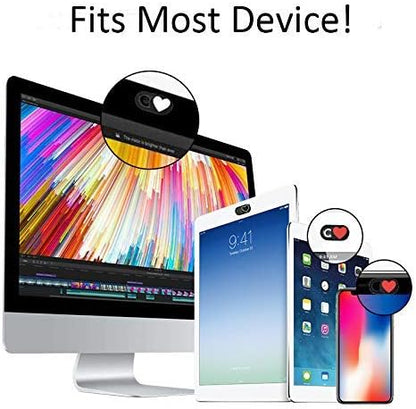 Webcam Cover 3 Pack Ultra Thin Slide Laptop Camera Cover for Echo Show, MacBook Pro, MacBook Air, Computer, Tablet, Mac Air, Chromebook, PC - Red Heart, Black