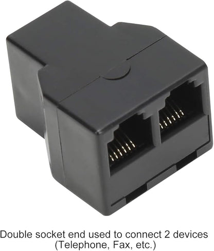 Uvital RJ12 6P6C 1 Female to 2 Female Telephone Line Splitters, Telephone Landline Cable Connector and Separator(Black,4 Pack)