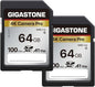 [5-Yrs Free Data Recovery] GIGASTONE 64GB SD Card 2-Pack, 4K Camera Pro, A1 V30 SDXC Memory Card 4K UHD Video Compatible with Canon Digital Camera, with 2 Mini Cases