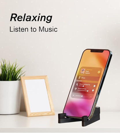 MONEER Cell Phone Stand, Phone Stand for Desk, Foldable & Portable iPhone Stand, Cell Phone Holder Desk Compatible with All Mobile Phone, iPhone, iPad mini, Tablet 4-10.5" (Black)