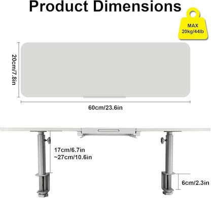 Clamp-On Monitor Stand Riser with Phone/Pad Holder, Height Adjustable from 6.7" to 10.7", Computer Desk Shelf for Laptop, PC, Home Office Workstation (White)