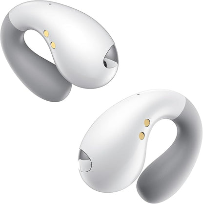 Ultra Open Ear Earbuds - Ergonomic Clip-On Earbuds, Small Bone Conduction Over-The-Ear Headphones with Waterproof Design, Perfect Running Headphones for Sports and Fitness, Velvet White