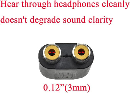 Hahiyo 3 RCA F-2x3.4 RCA F Stereo Plug Interconnect Audio One Male 3.4mm(1/8inch) Two Male 3mm(1/8inch) Adapter Splitter Good Signal Sound Snap Tight Not Wobble for Headphone Guitar Black 2pcs