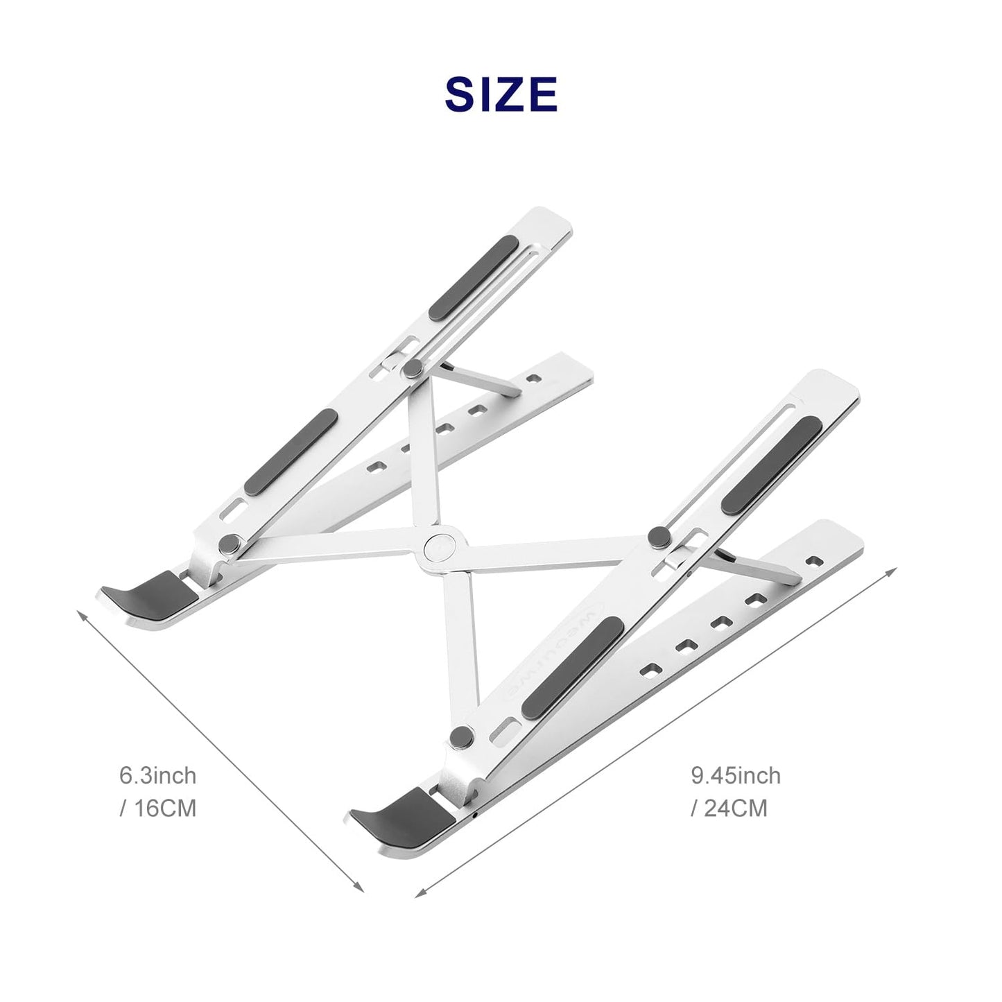 weourwe Ergonomic and Foldable Laptop Stand for Desk, Adjustable Riser, Fits All Laptops and Notebooks up to 17,Ultra-Thin,Ventilated Cooling,ABS+Silicone,Silver.