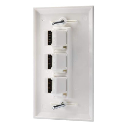 3 Port HDMI Female to Female Wall Plate in White (HDMI 3 Port)