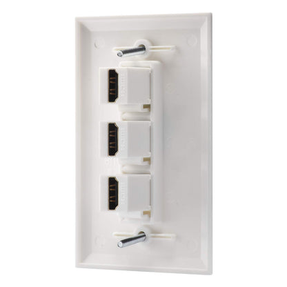 LULOSK 3 Port HDMI Female to Female Wall Plate in White (HDMI 3 Port)