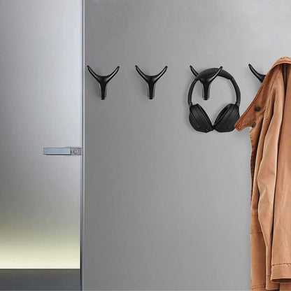 NETLKLA 4 Packs Towel Hooks,Coat Hook Cow Head Wall Hooks, Metal Heavy Duty Wall Hooks for Hanging Coats, Hats, Bags, Kitchenware and Towels in Living Room, Kitchen, Bedroom and Bathroom (Black)