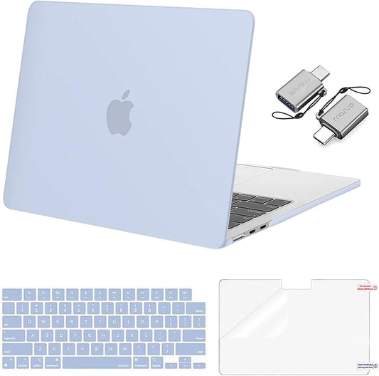 MOSISO Compatible with MacBook Air 13 inch Case M5 2026 M4 2025 M3 M2 2024-2022 A3449 A3240 A3113 A2681, Hard Shell&Keyboard Cover&Screen Film&Type C for MacBook Air 13.6 inch Case, Pastel Blue